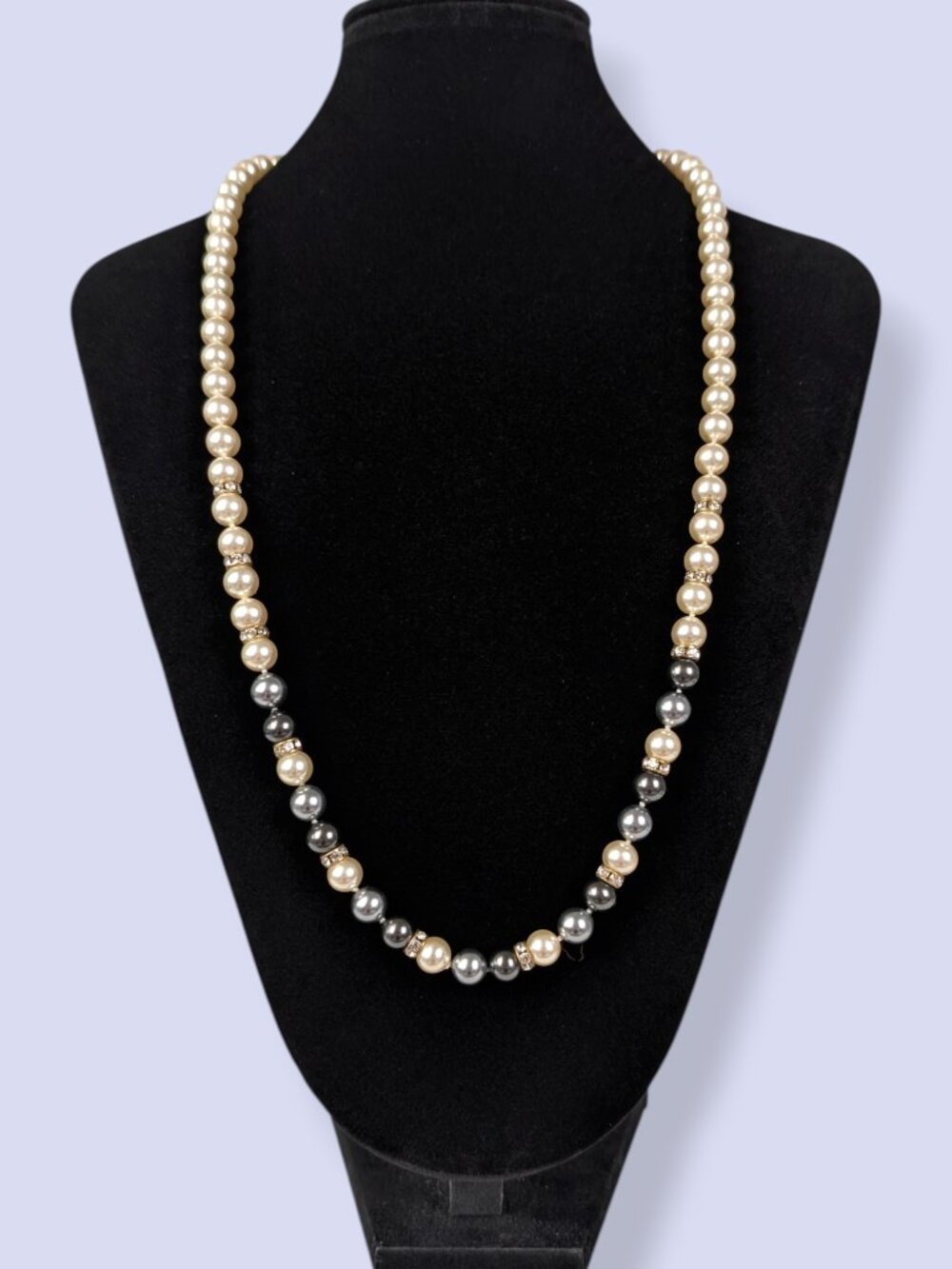 Vintage White & Grey Faux Pearl Infinity Necklace